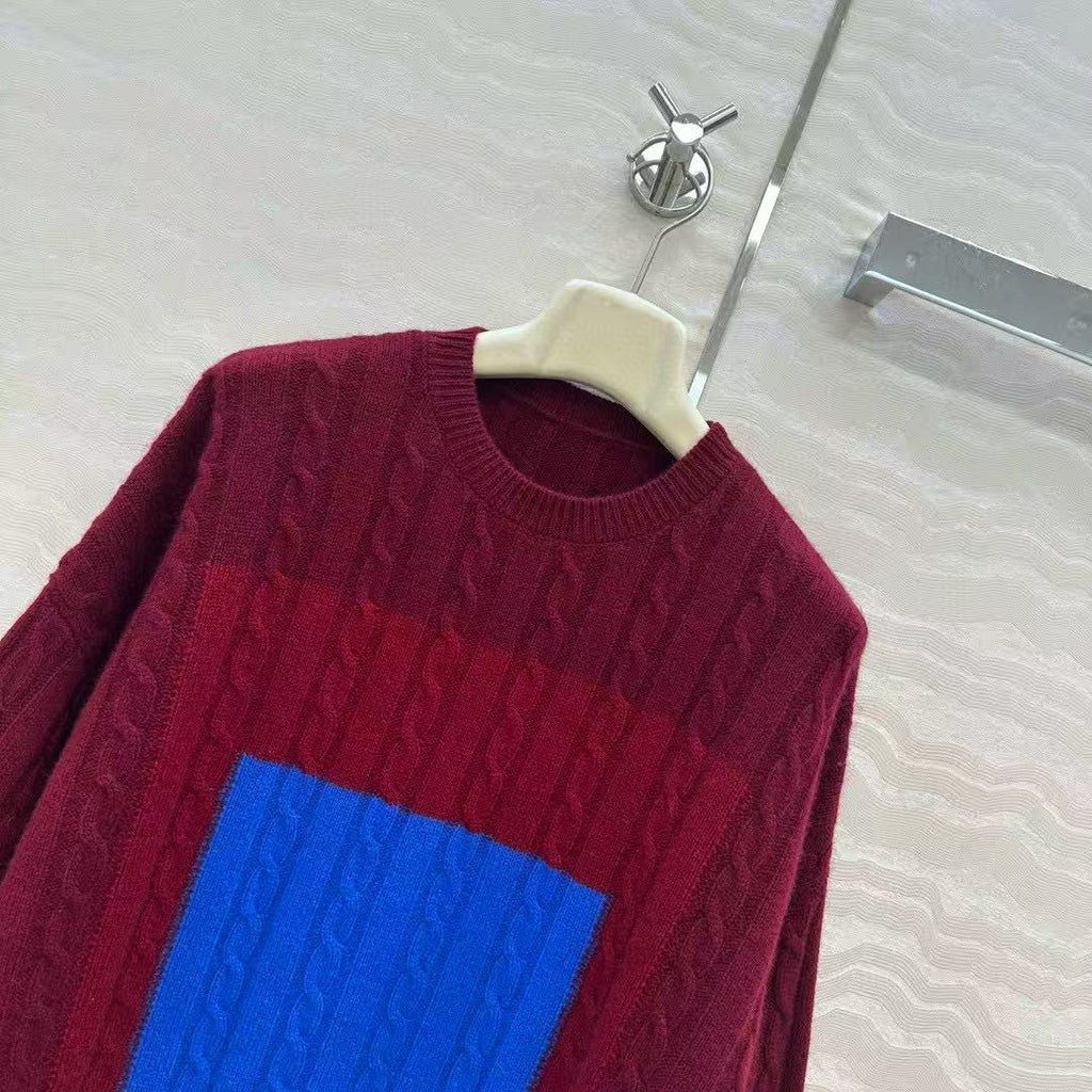 LOEWE Layered cable-knit wool sweater with logo