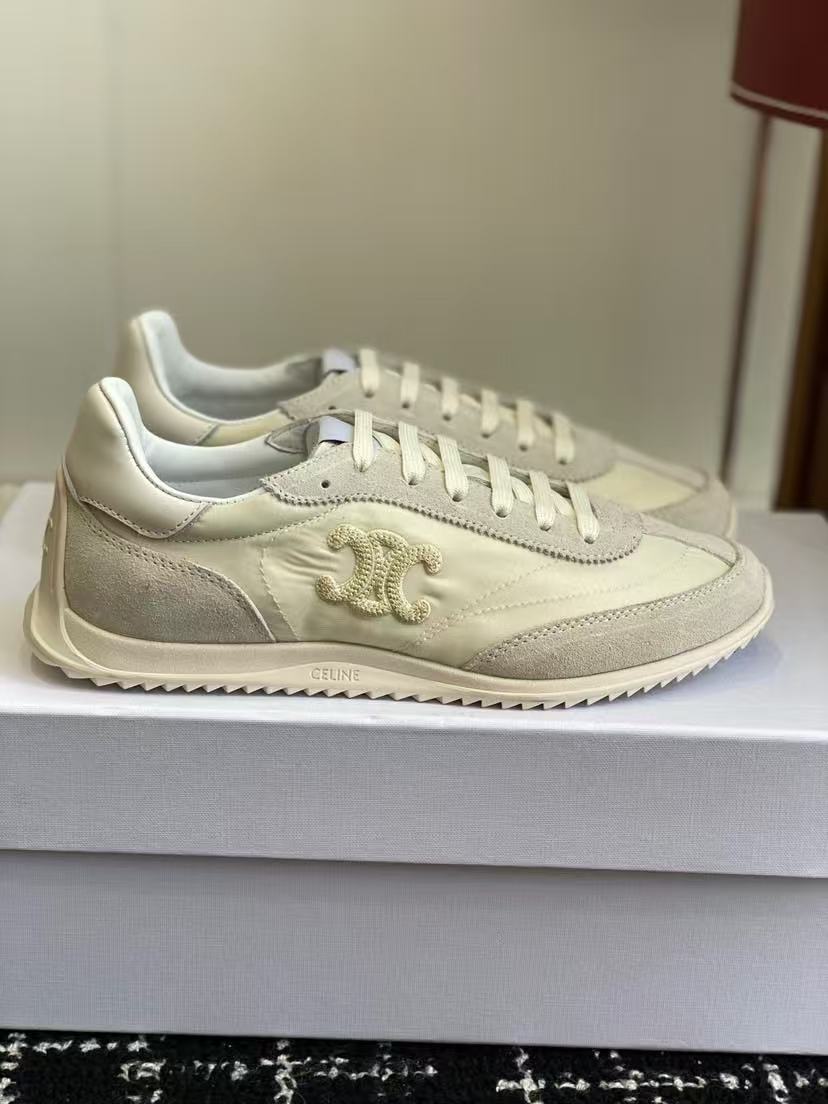 Celine Racer Low Top Sneaker Vanila Grey Suede Fabric