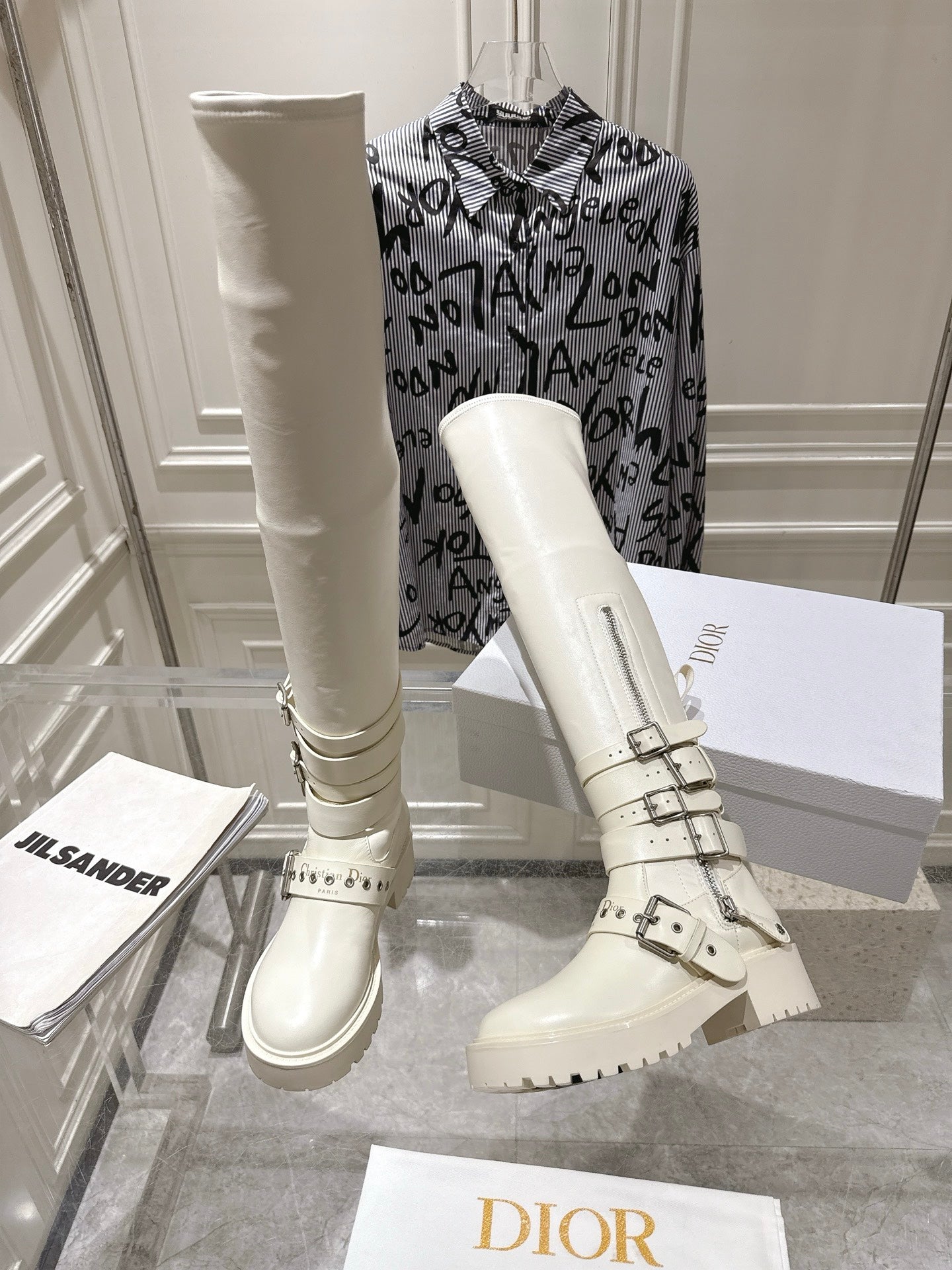 Dior 2025 Hight Boot White Cowhide 565777