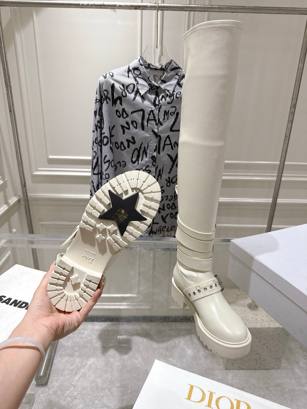 Dior 2025 Hight Boot White Cowhide 565777