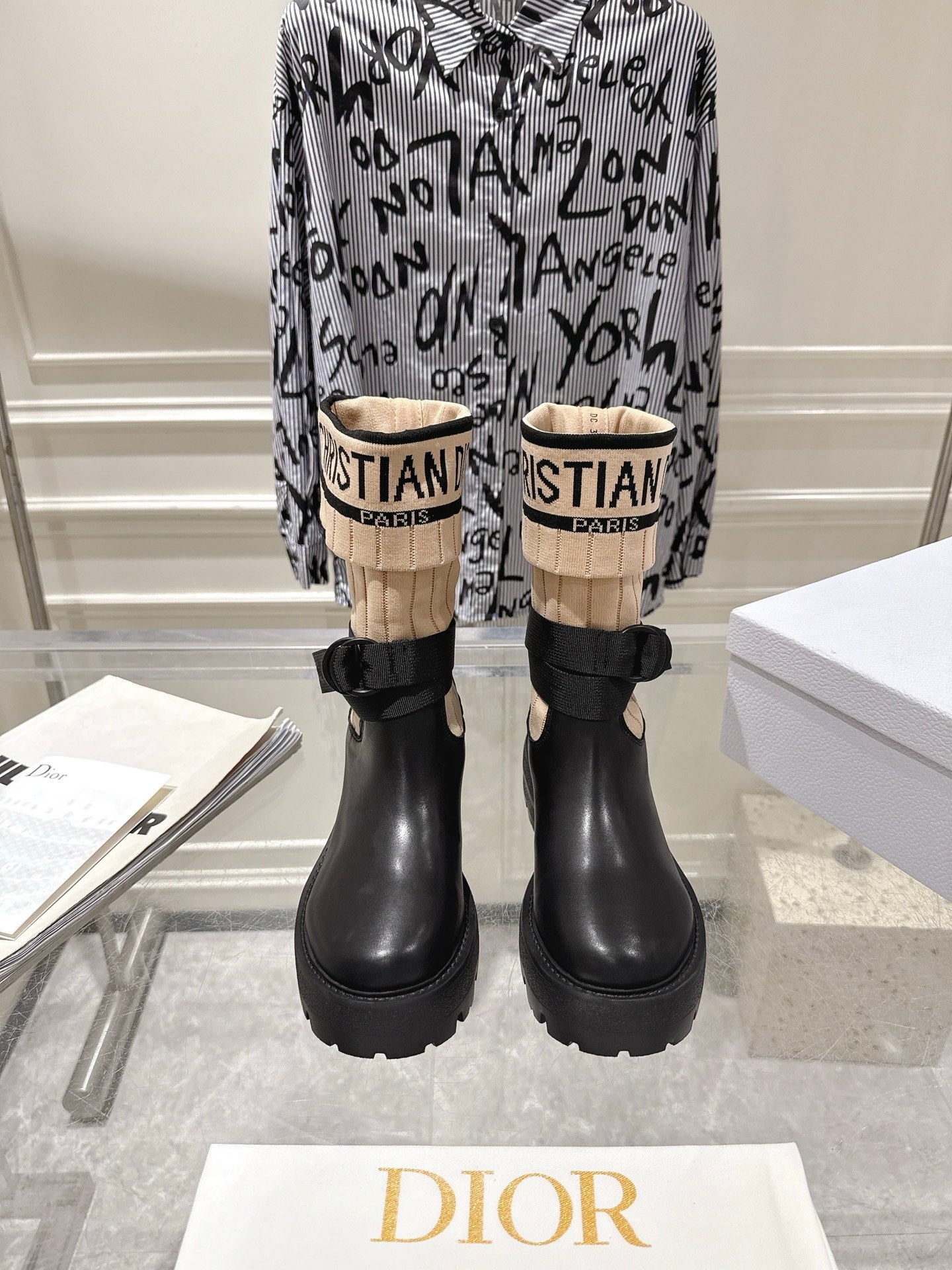 CD Short Stocking Riding Boots Nude Black Cowhide 565792