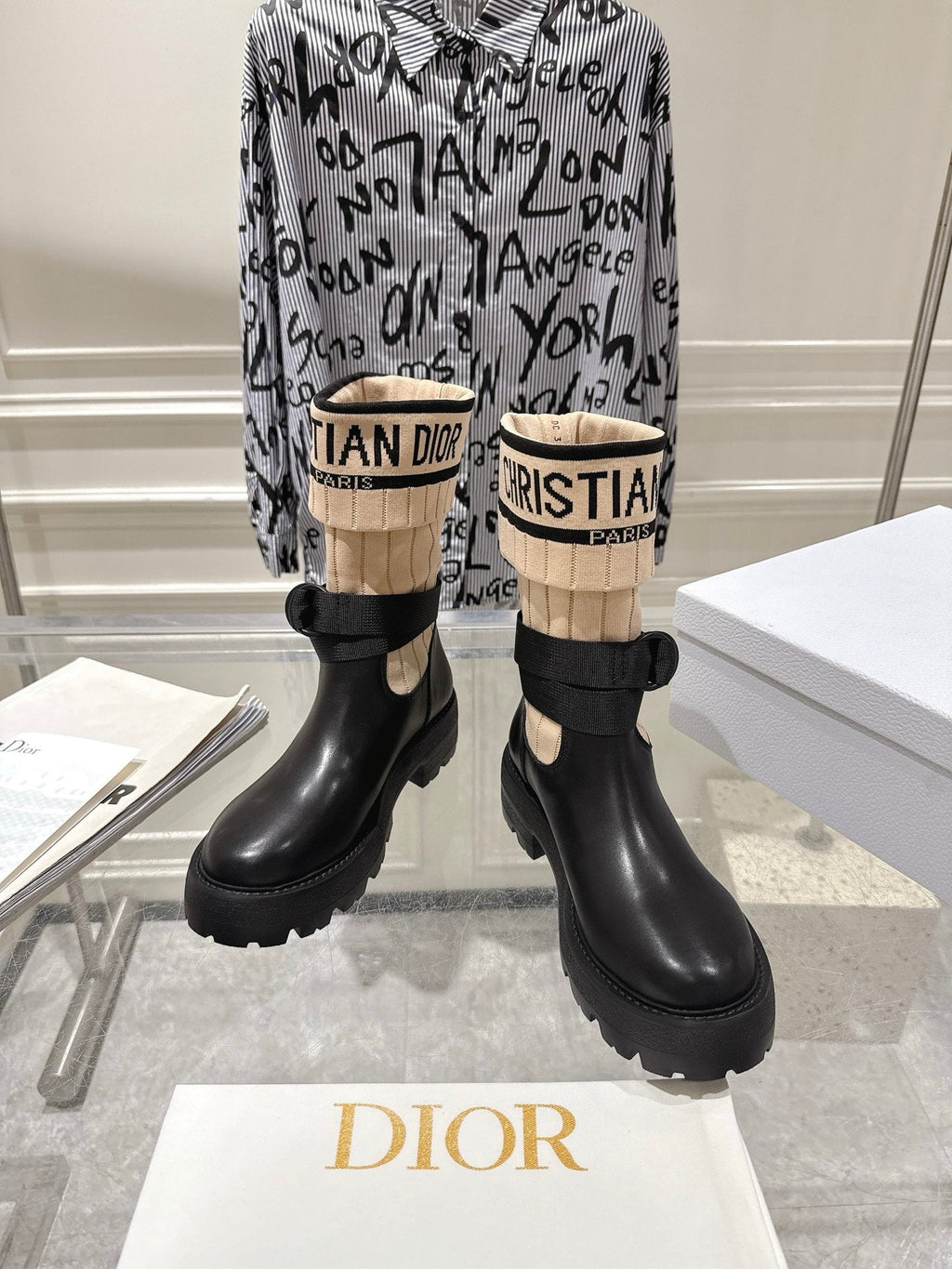 CD Short Stocking Riding Boots Nude Black Cowhide 565792