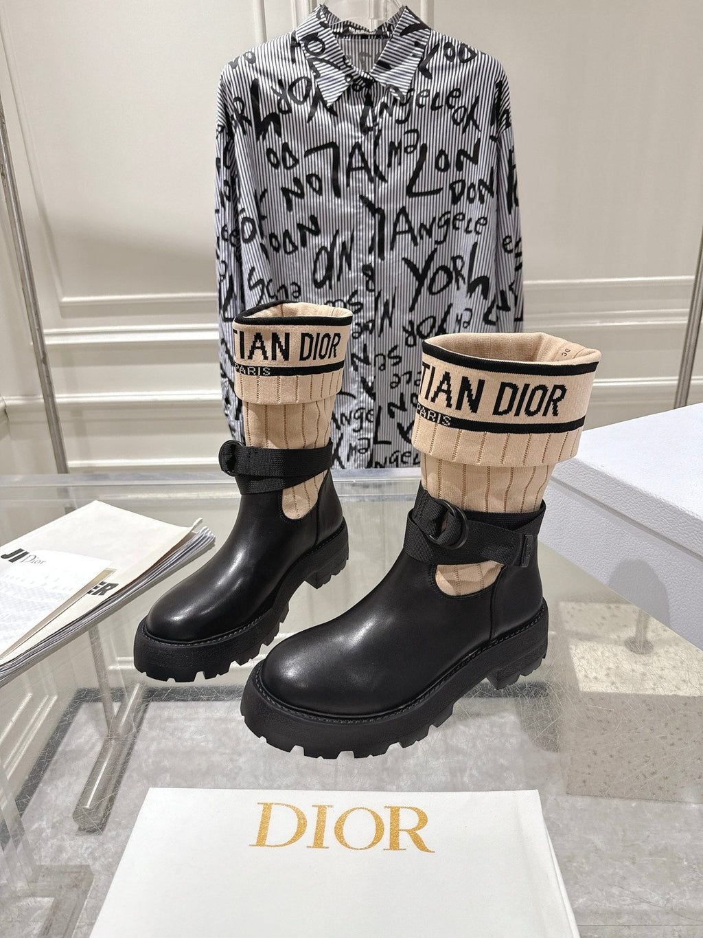 CD Short Stocking Riding Boots Nude Black Cowhide 565792