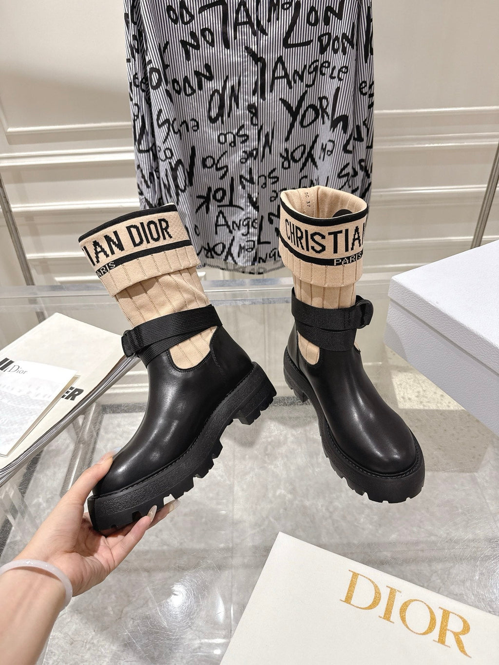 CD Short Stocking Riding Boots Nude Black Cowhide 565792