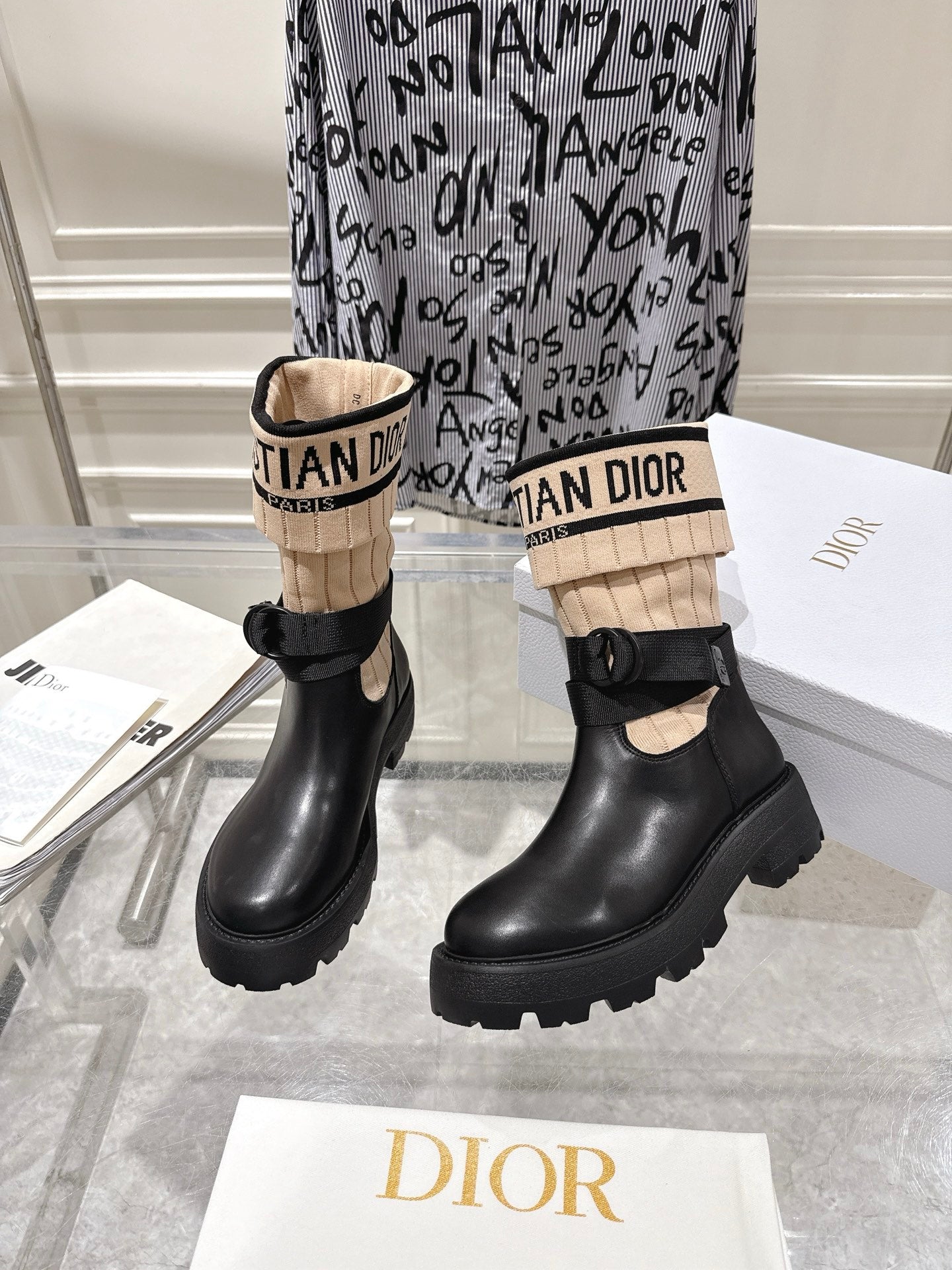 CD Short Stocking Riding Boots Nude Black Cowhide 565792