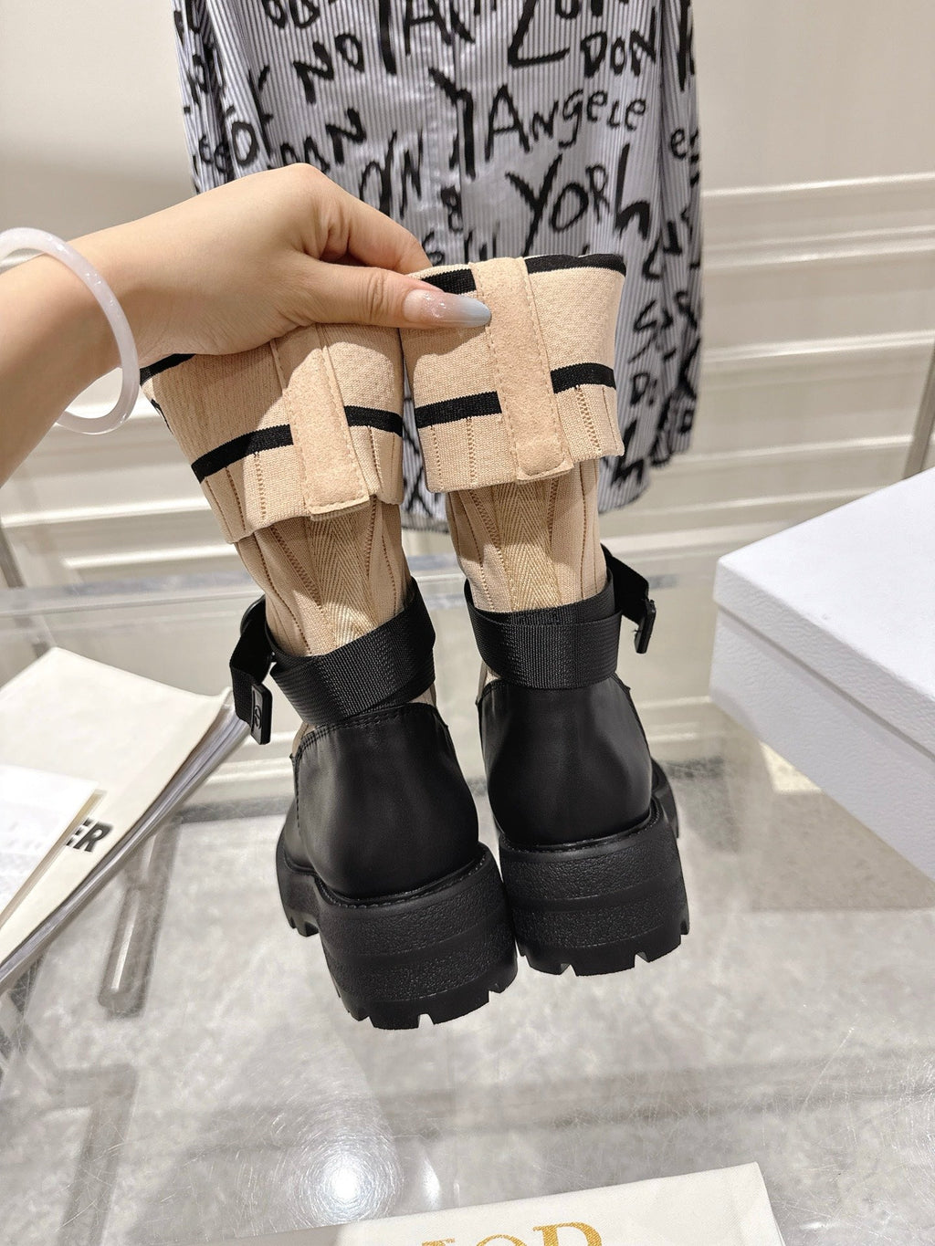 CD Short Stocking Riding Boots Nude Black Cowhide 565792