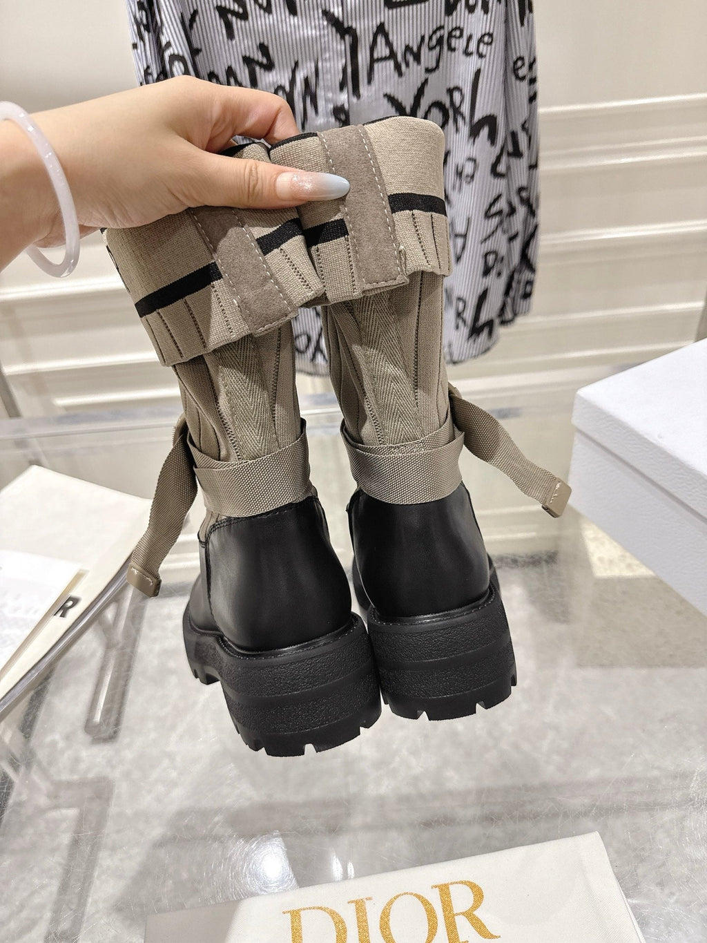 CD Short Stocking Riding Boots Taupe Black Cowhide 565791