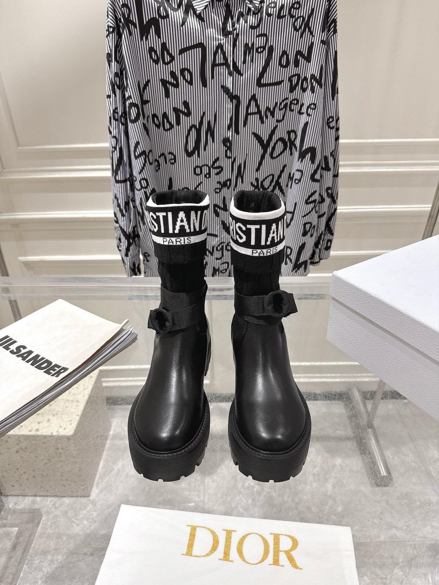 CD Short Stocking Riding Boots Black Cowhide 565789