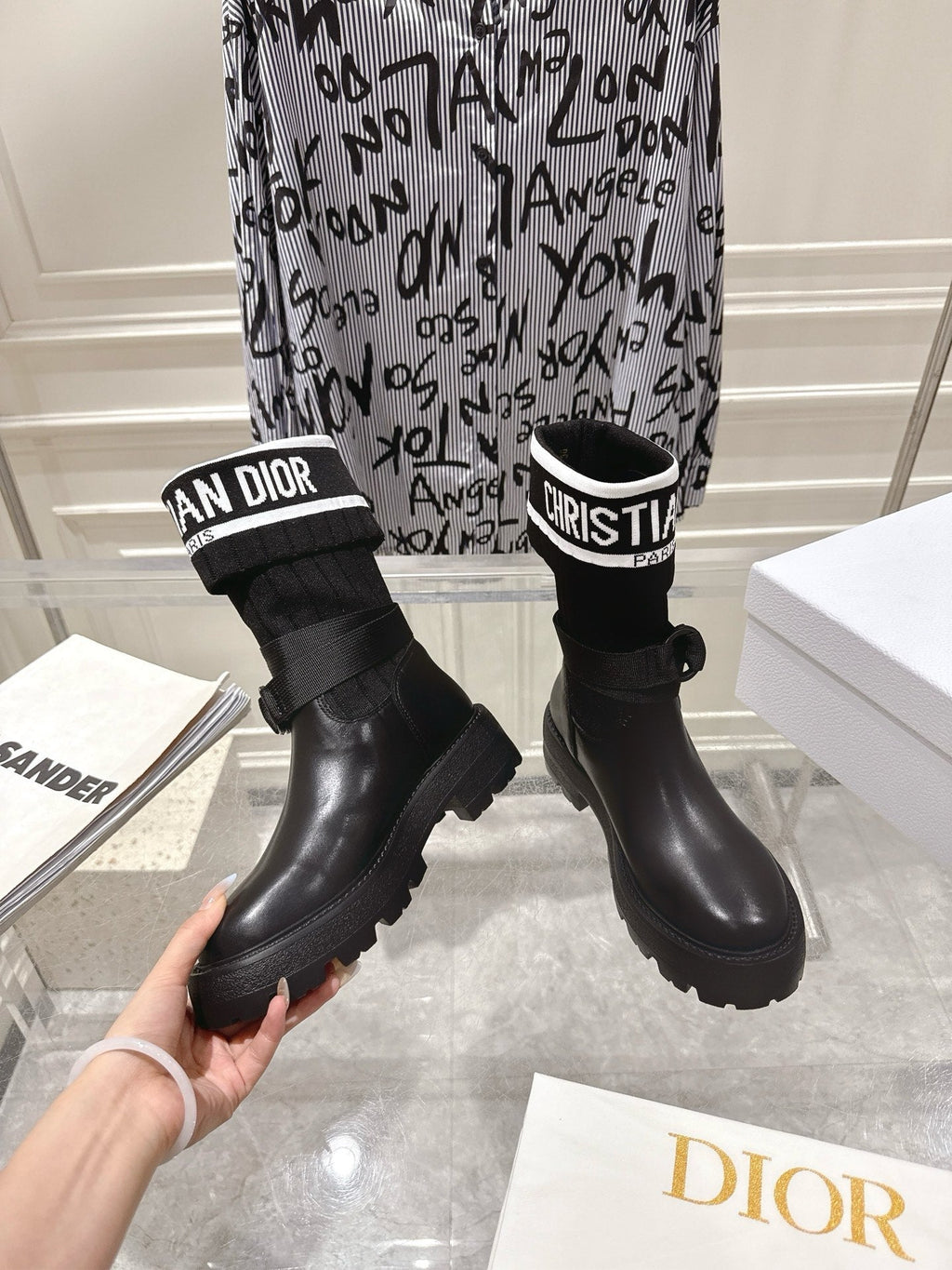 CD Short Stocking Riding Boots Black Cowhide 565789