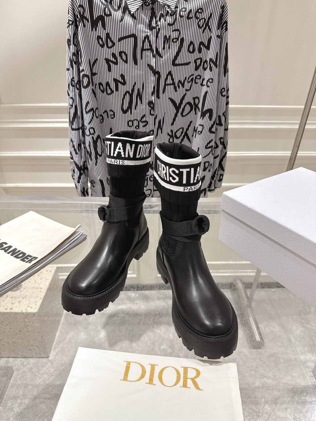 CD Short Stocking Riding Boots Black Cowhide 565789