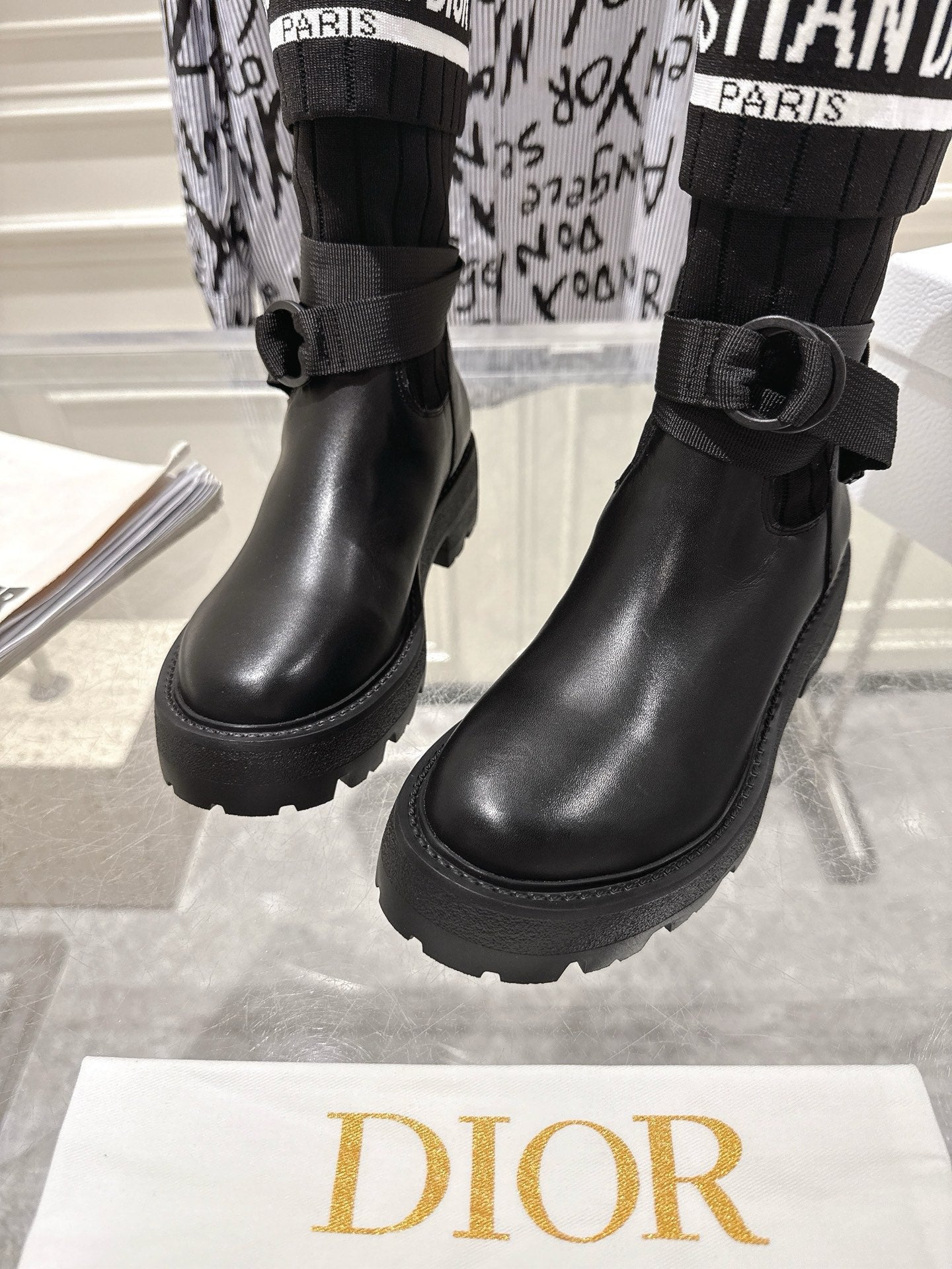 CD Short Stocking Riding Boots Black Cowhide 565789