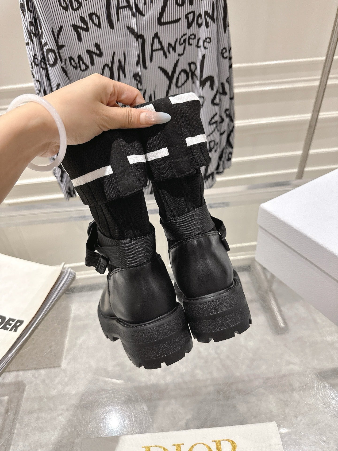 CD Short Stocking Riding Boots Black Cowhide 565789