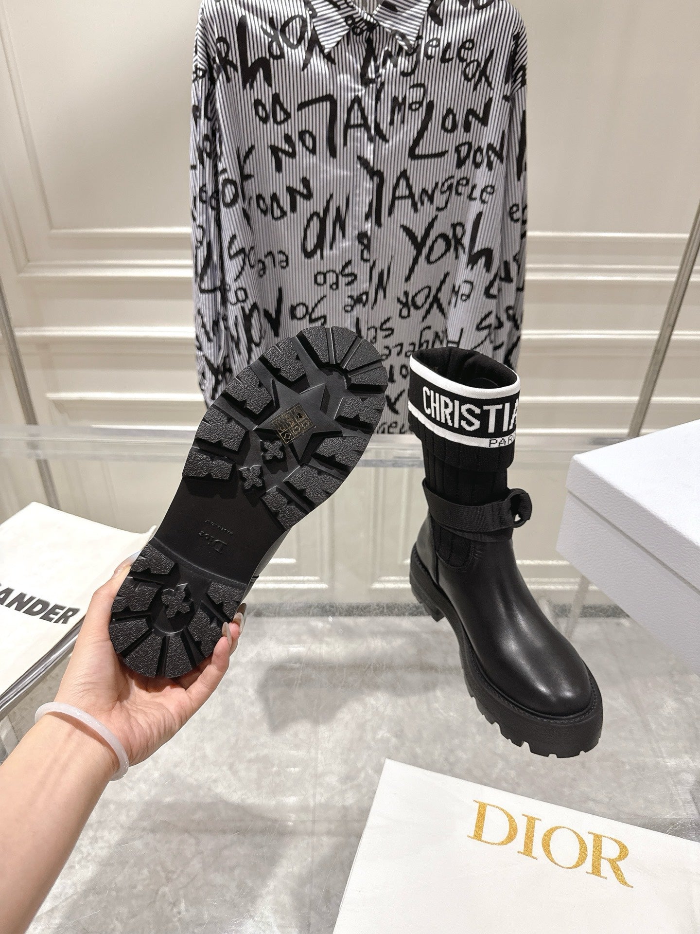 CD Short Stocking Riding Boots Black Cowhide 565789