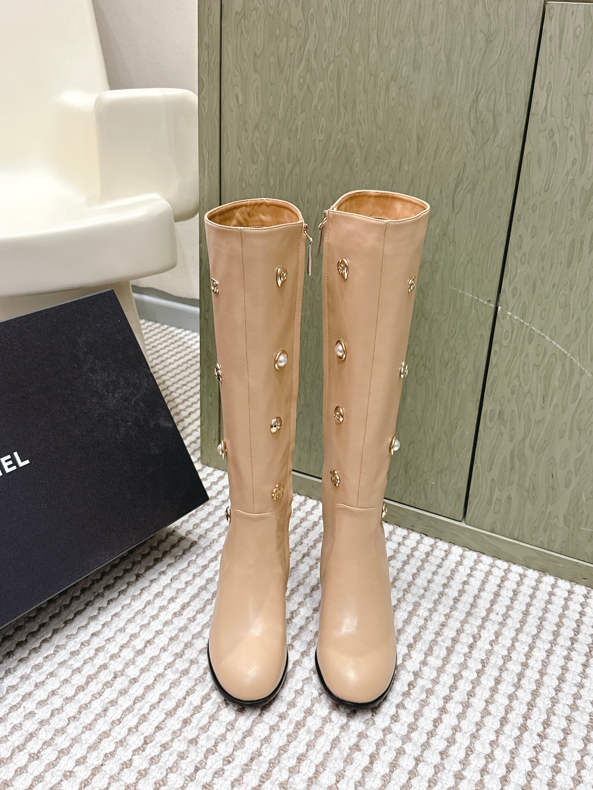 Chanel Riding Boots  Brown Lambskin 567793