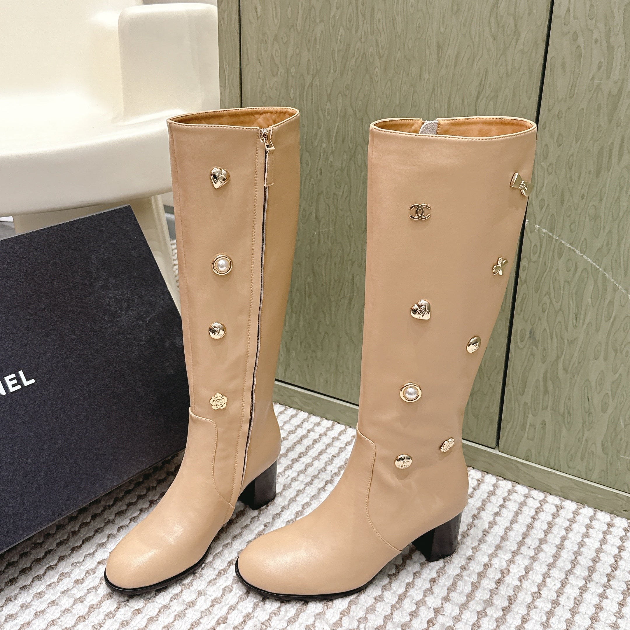 Chanel Riding Boots  Brown Lambskin 567793