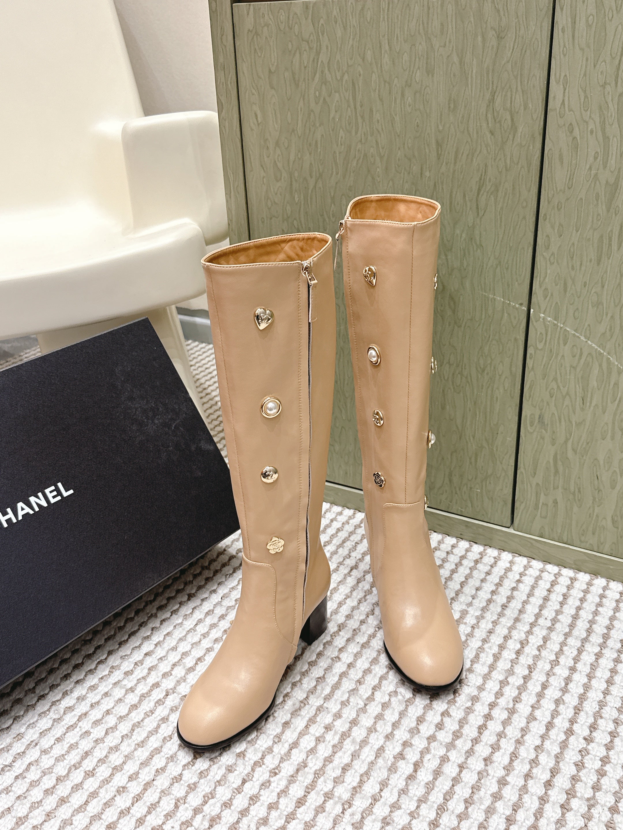 Chanel Riding Boots  Brown Lambskin 567793