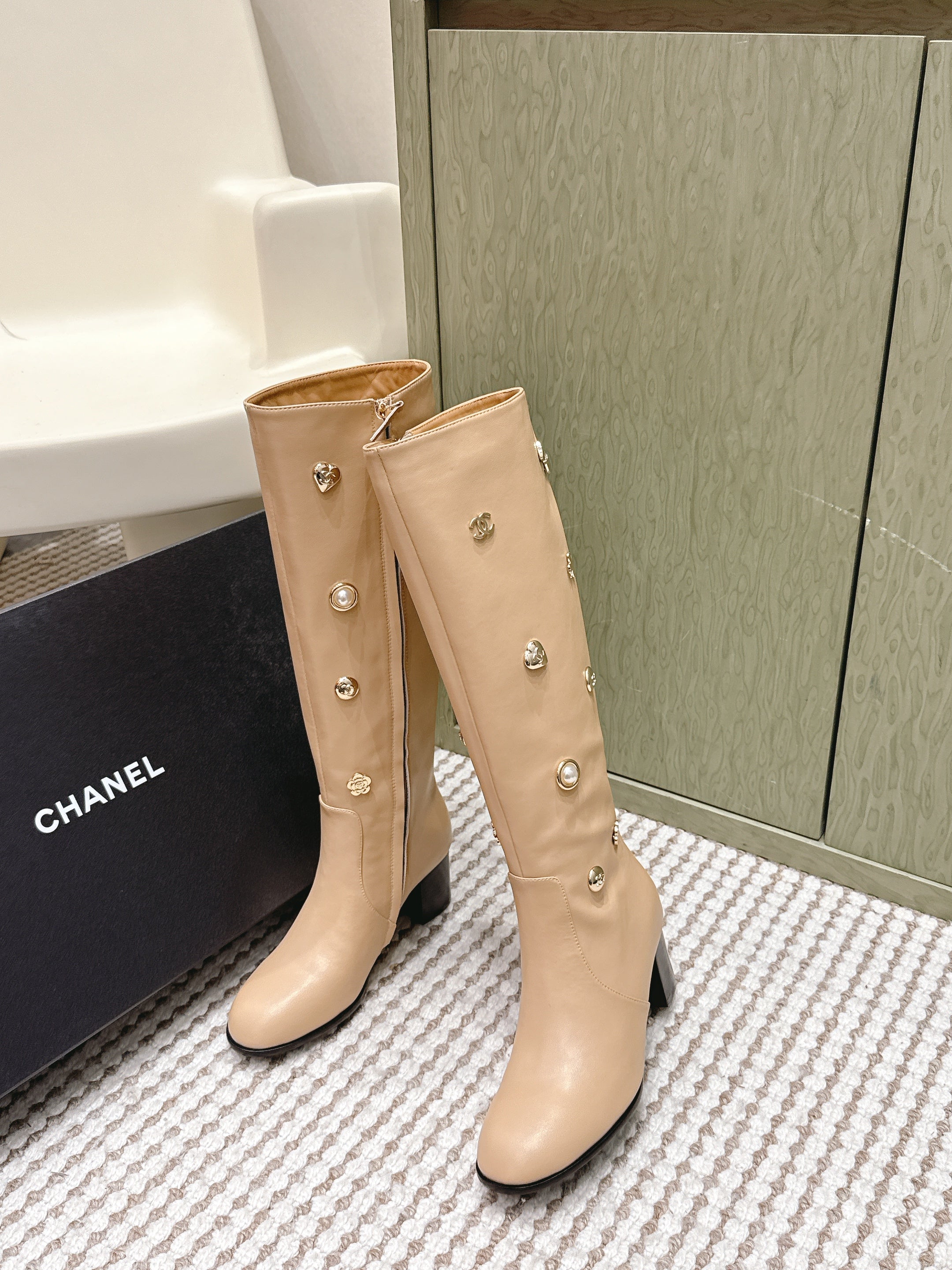 Chanel Riding Boots  Brown Lambskin 567793
