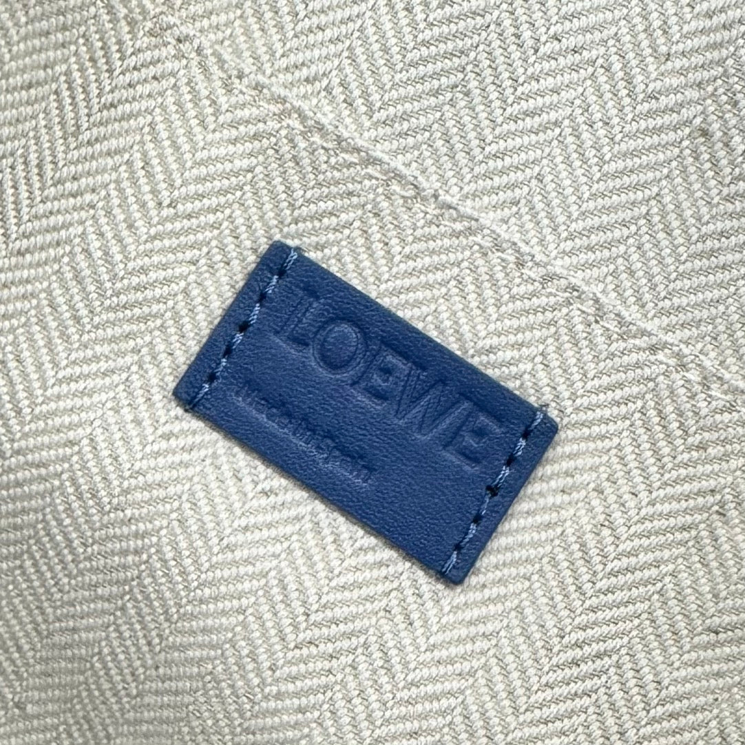 Loewe Puzzle Fold 22cm Handbag in Blue Glossy Calfskin 274150