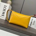 Loewe Puzzle Fold 22cm Handbag in Yellow Glossy Calfskin 274158