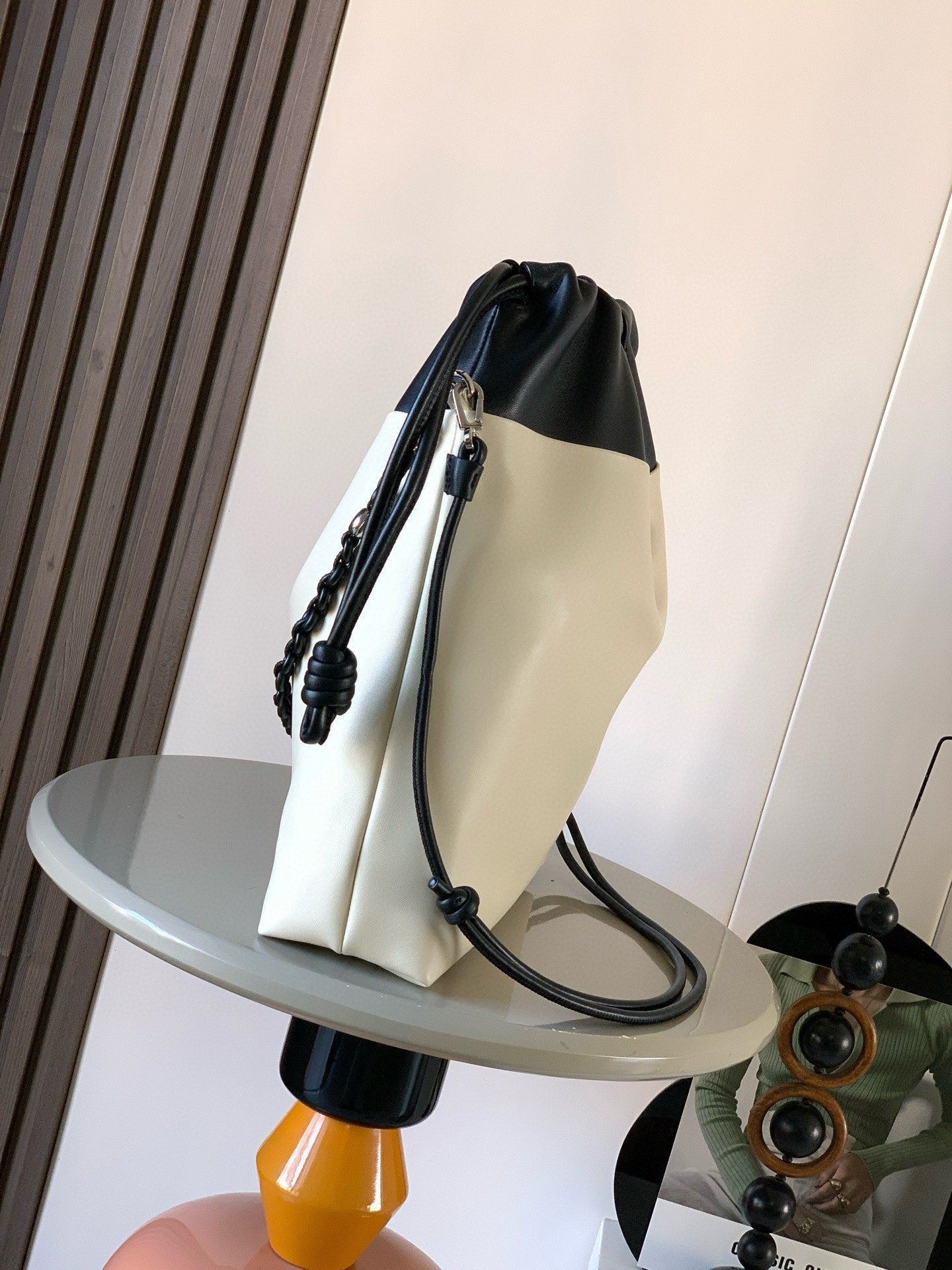 Loewe Flamenco Tote Bag 38 in Black mix White  Lamskin 274216