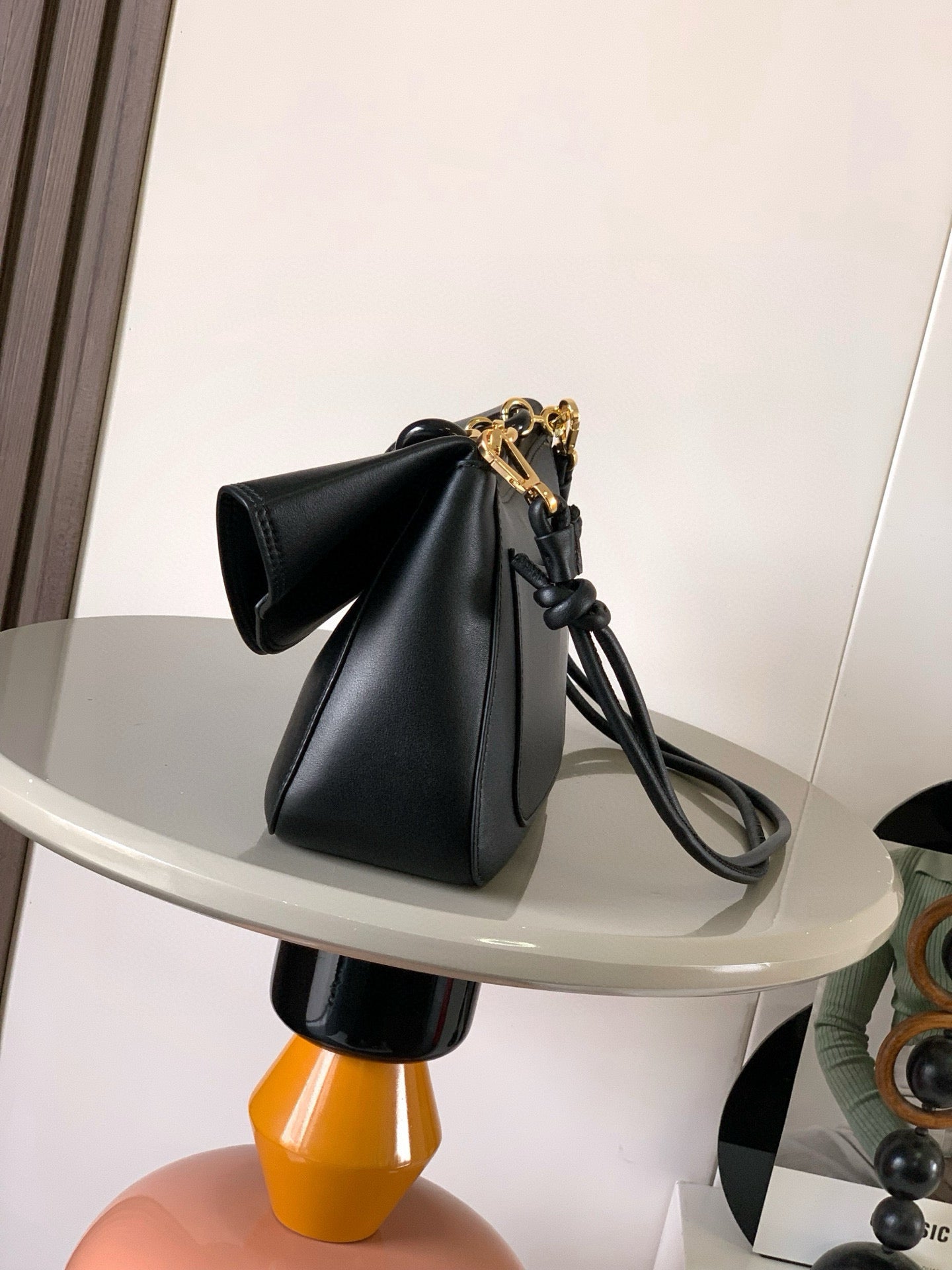 Loewe Ola Handbag Medium 26cm in Black Silver Calfskin  274220