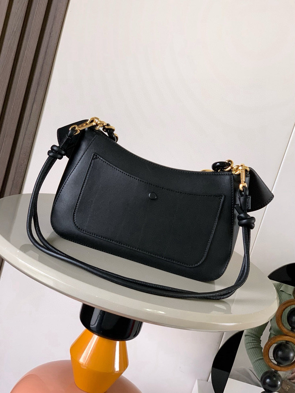 Loewe Ola Handbag Medium 26cm in Black Silver Calfskin  274220