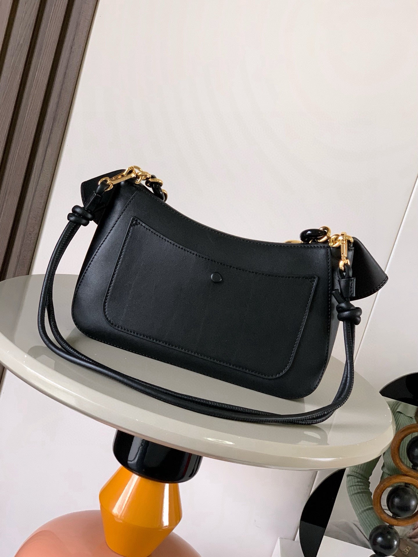 Loewe Ola Handbag Medium 26cm in Black Silver Calfskin  274220