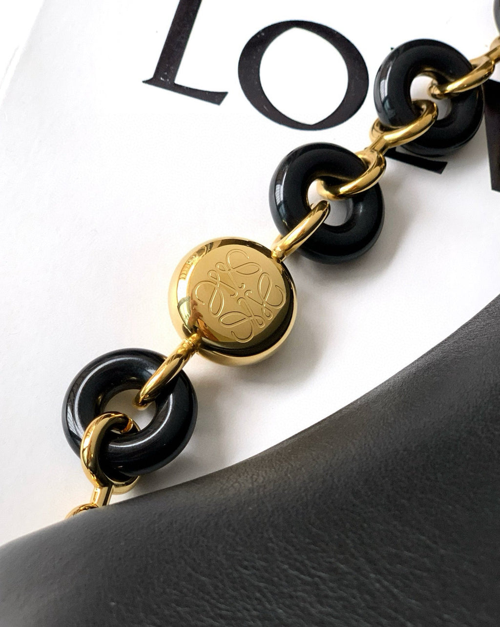 Loewe Ola Handbag Medium 26cm in Black Silver Calfskin  274220