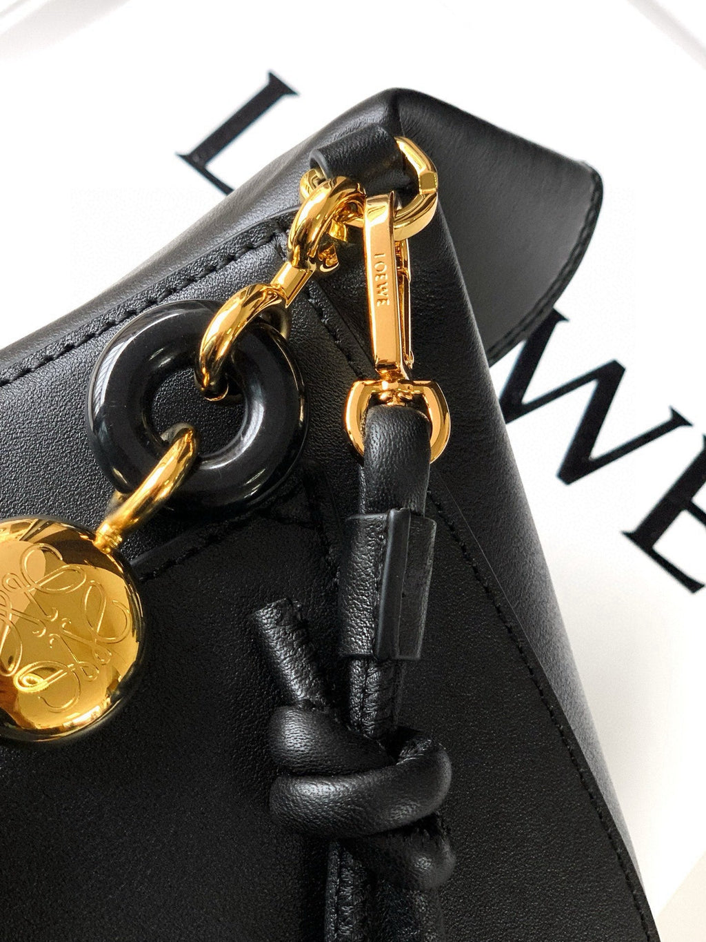 Loewe Ola Handbag Medium 26cm in Black Silver Calfskin  274220