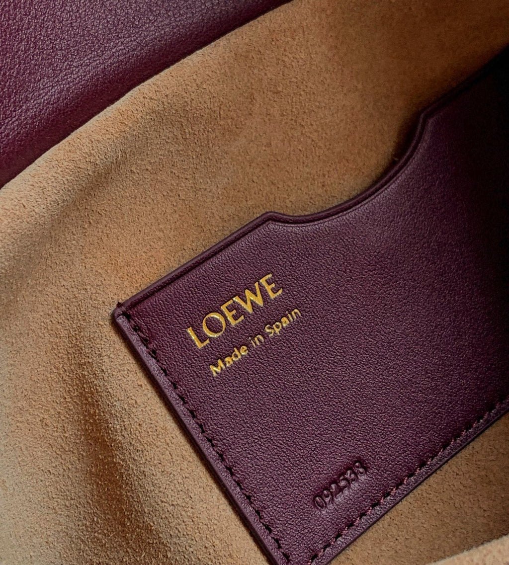 Loewe Ola Handbag Medium 26cm in Burgundy Silver Calfskin  274222