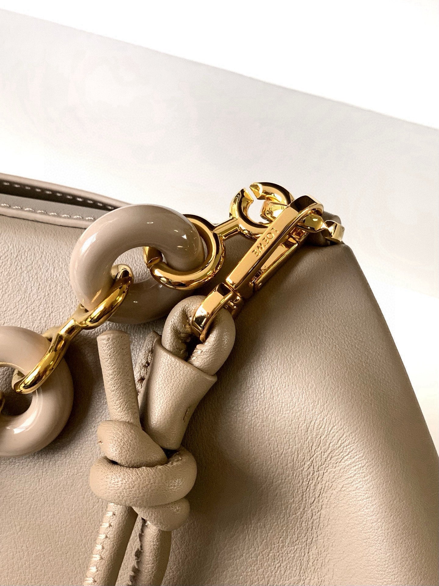 Loewe Ola Handbag Medium 26cm in Beige Silver Calfskin  274224