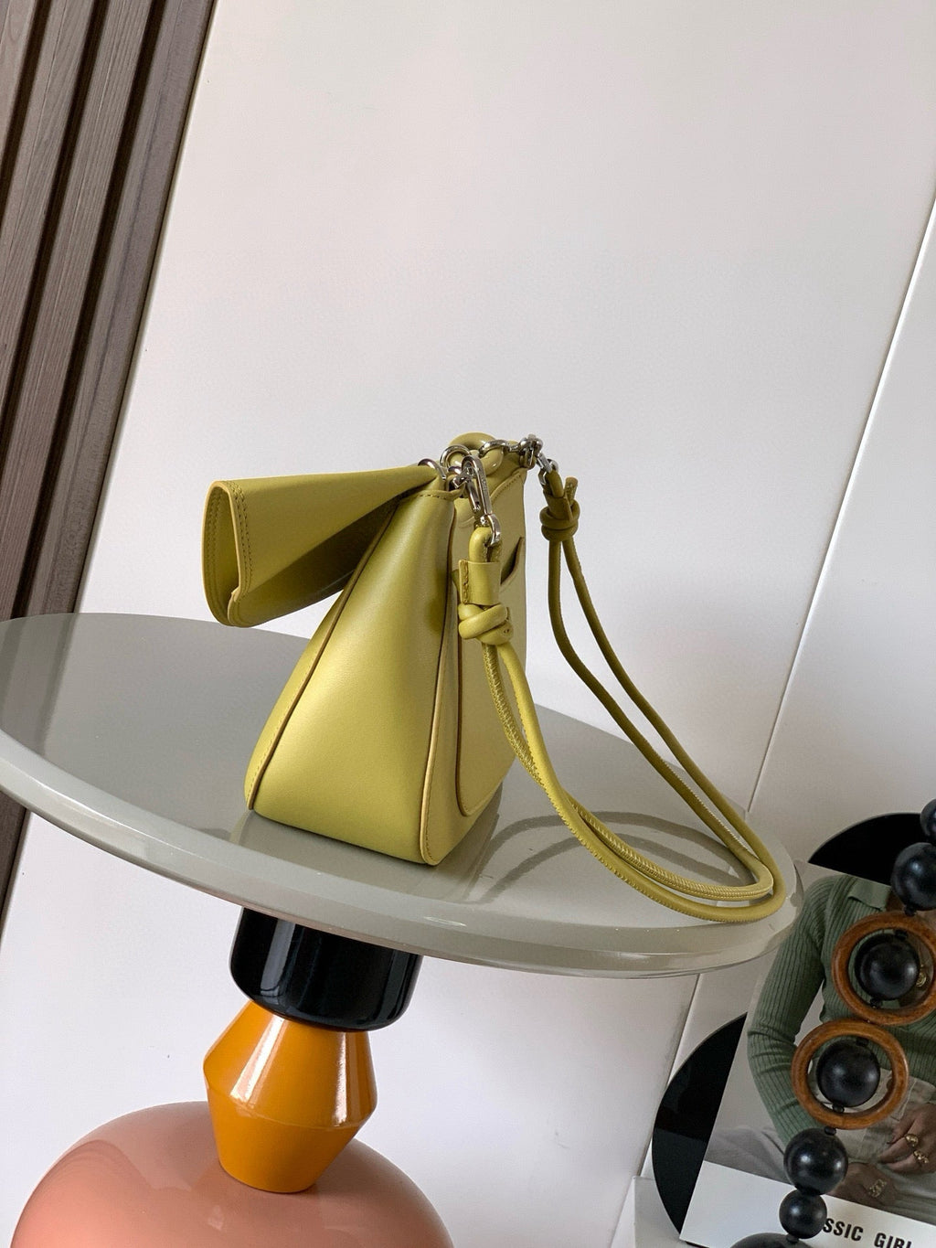 Loewe Ola Handbag Medium 26cm in Olive Green Silver Calfskin  274226