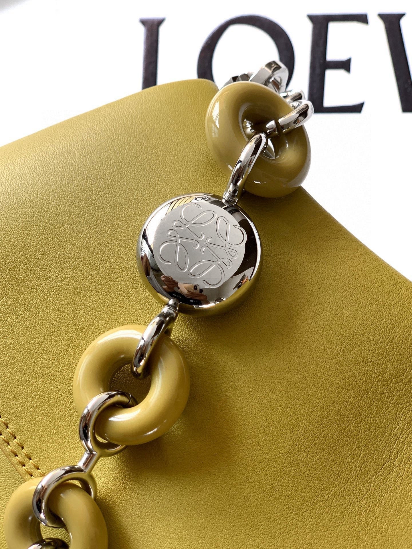 Loewe Ola Handbag Medium 26cm in Olive Green Silver Calfskin  274226