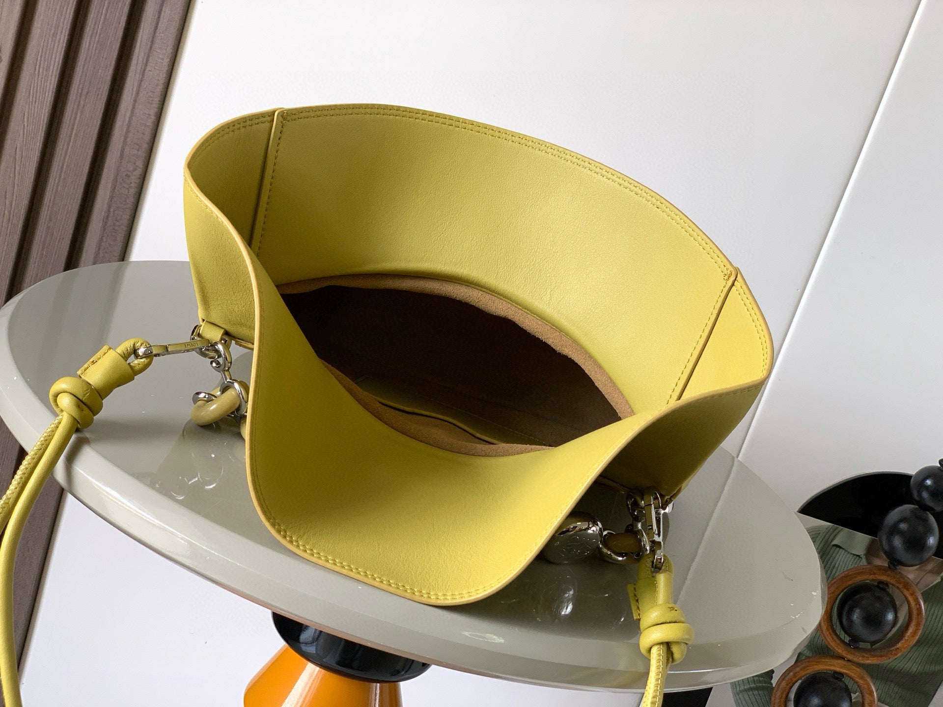 Loewe Ola Handbag Medium 26cm in Olive Green Silver Calfskin  274226