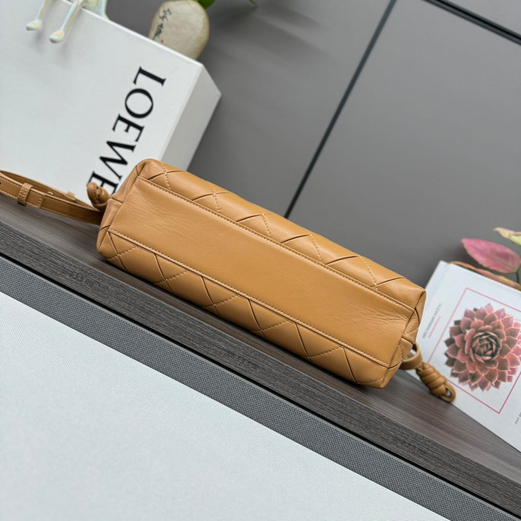 Loewe Flamenco Clutch Bag in Glossy Brown Lambskin 274261