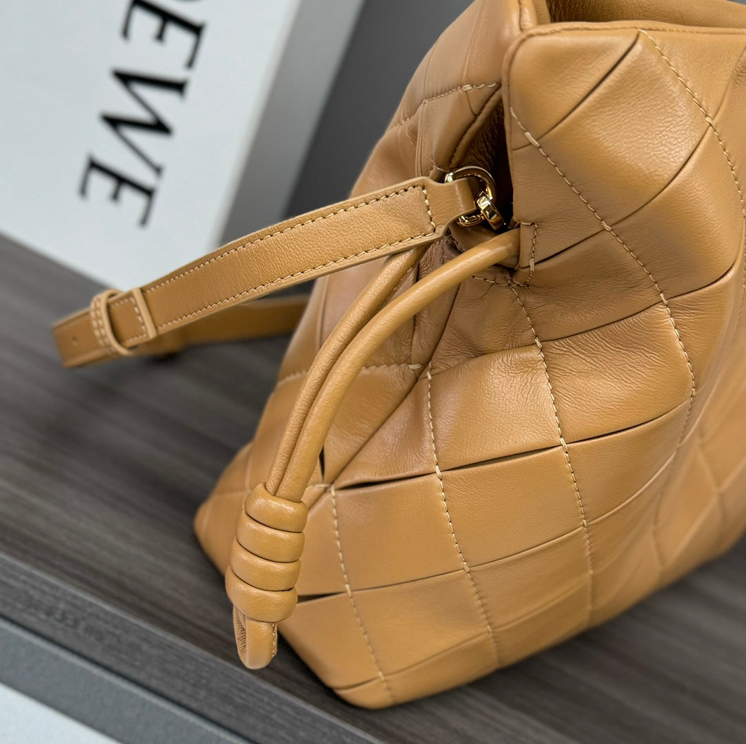 Loewe Flamenco Clutch Bag in Glossy Brown Lambskin 274261