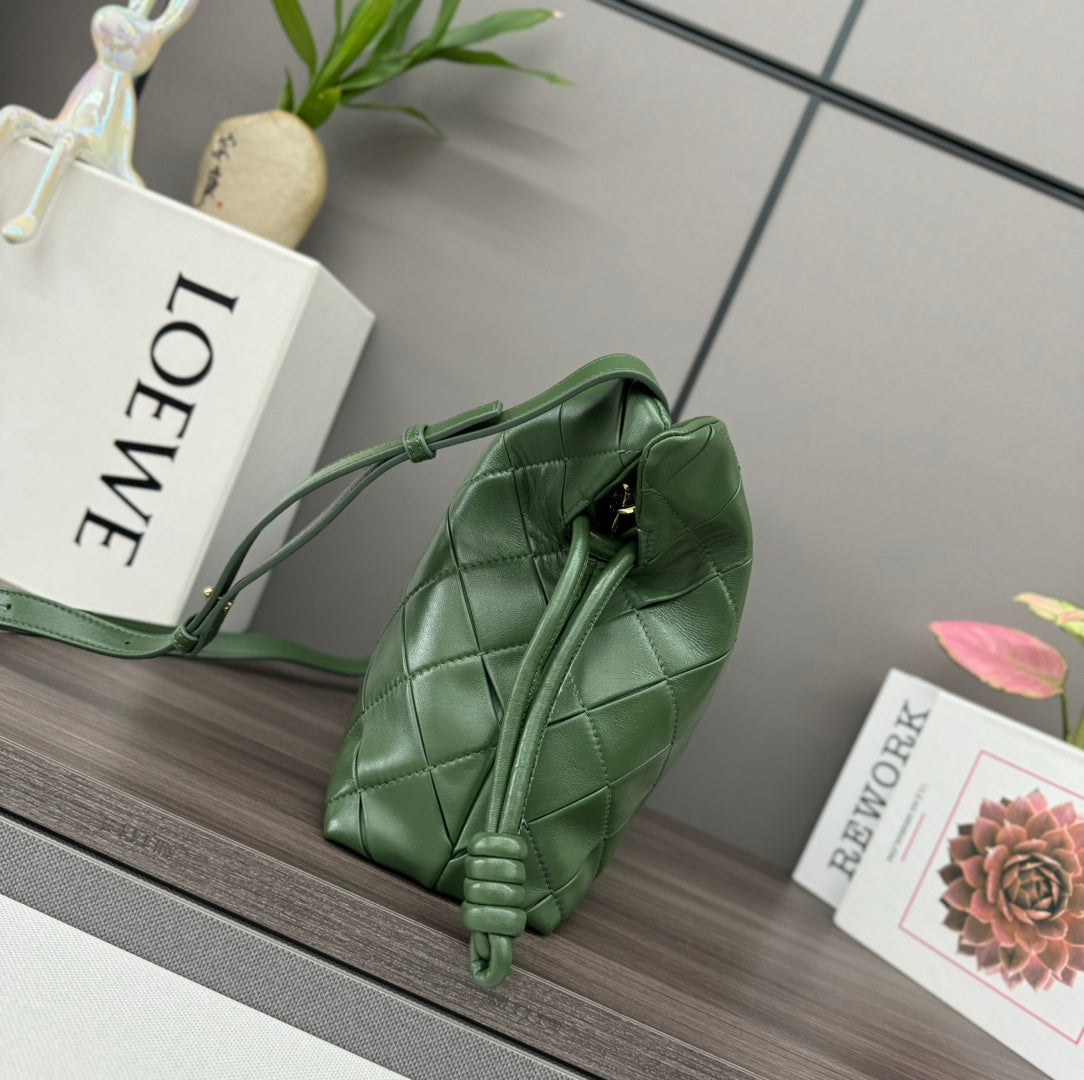 Loewe Flamenco Clutch Bag in Glossy Green Lambskin 274263