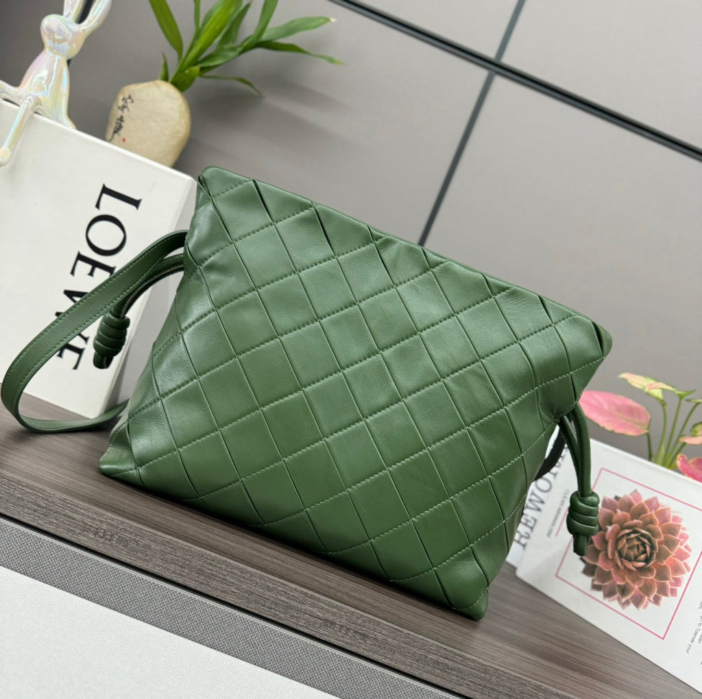 Loewe Flamenco Clutch Bag in Glossy Green Lambskin 274263