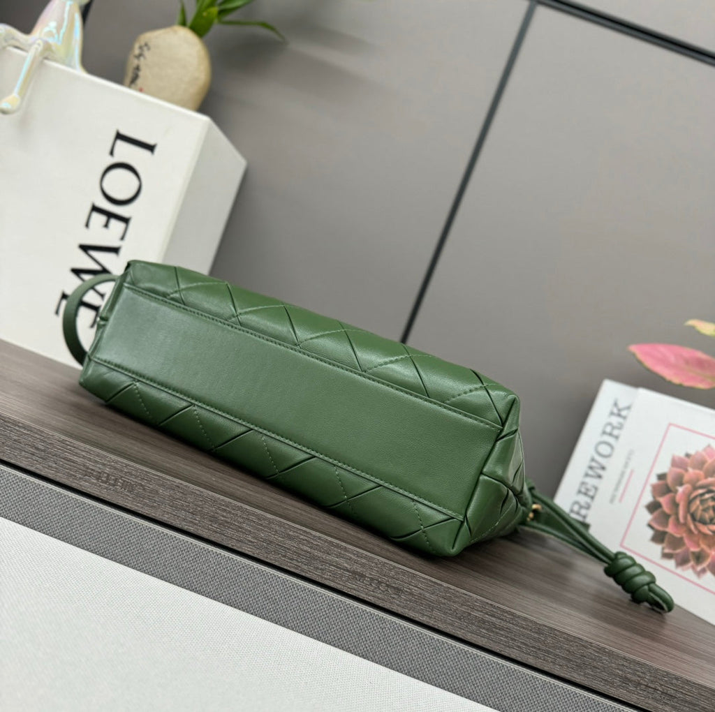 Loewe Flamenco Clutch Bag in Glossy Green Lambskin 274263