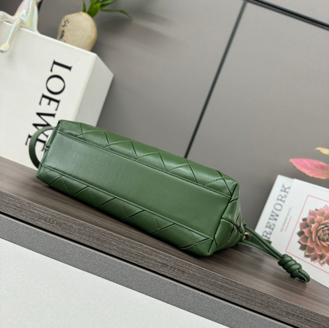 Loewe Flamenco Clutch Bag in Glossy Green Lambskin 274263