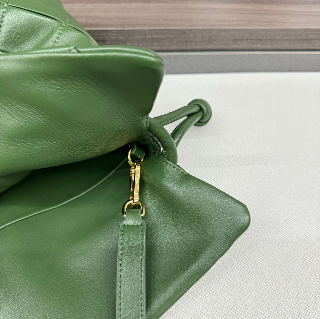 Loewe Flamenco Clutch Bag in Glossy Green Lambskin 274263