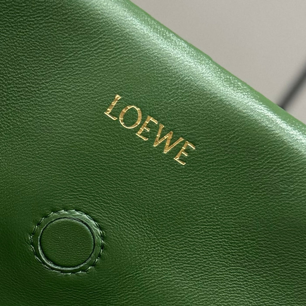 Loewe Flamenco Clutch Bag in Glossy Green Lambskin 274263