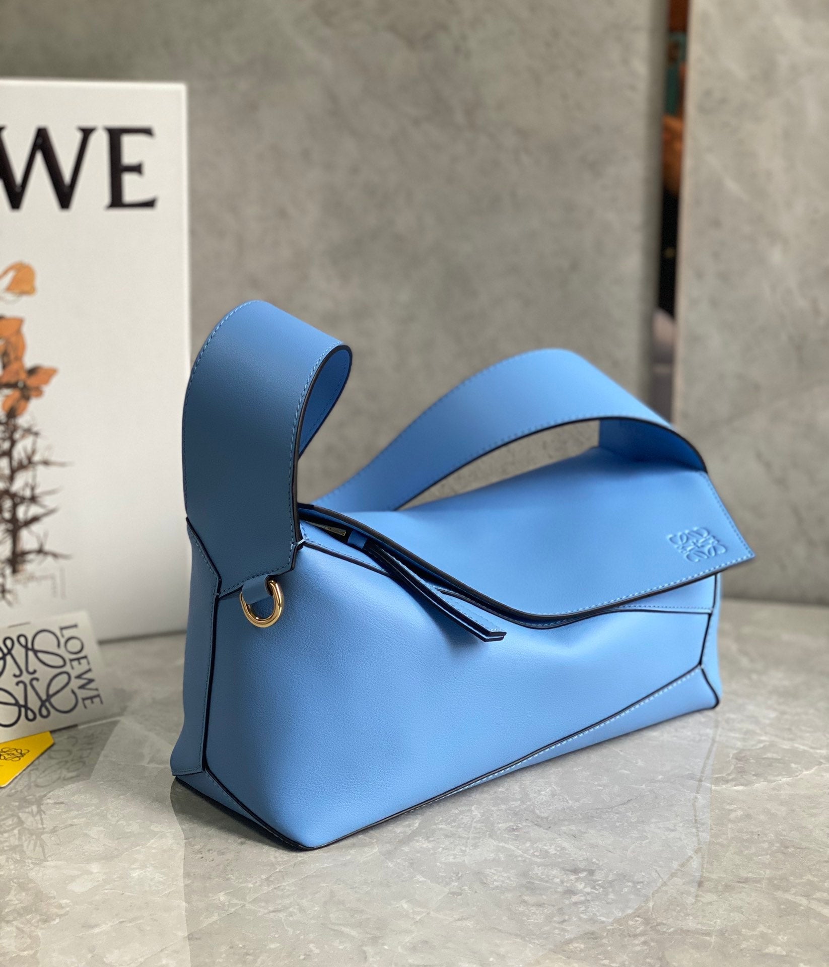 LOE Puzzle Hobo 29cm in Classic Blue Calfskin 274276