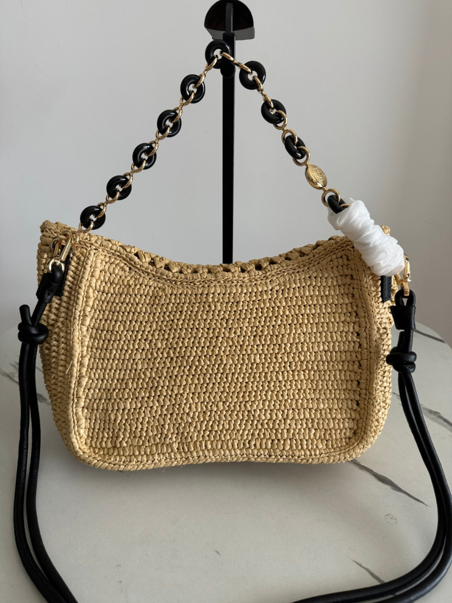 LOE Ola Bag 26 Yellow in Raffia and Calfskin 274681
