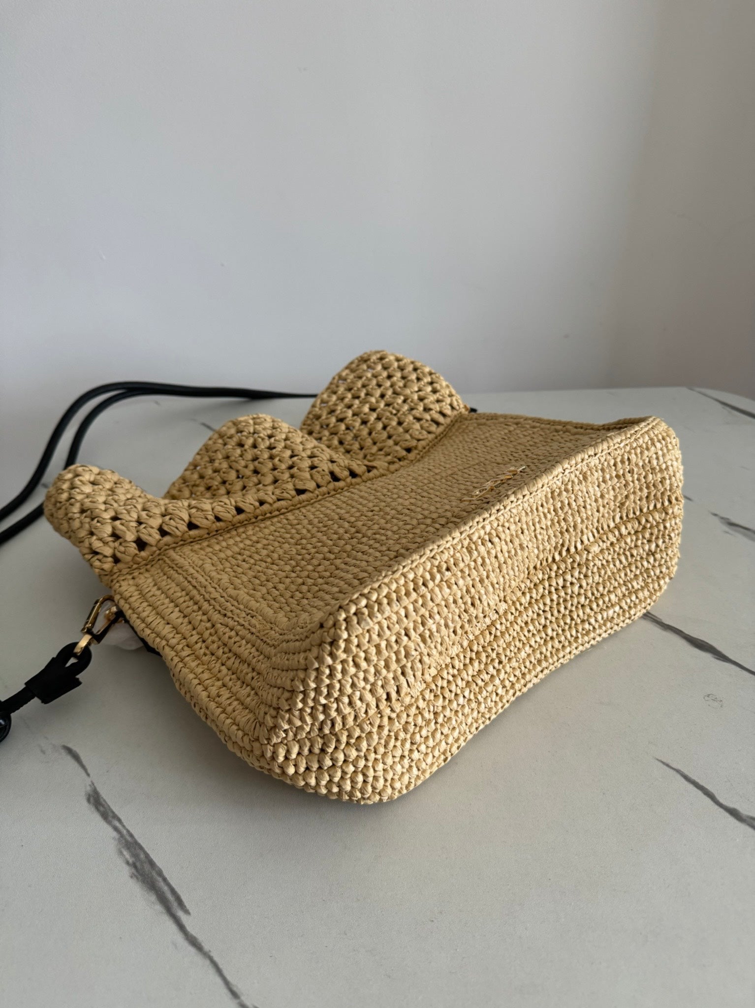 LOE Ola Bag 26 Yellow in Raffia and Calfskin 274681