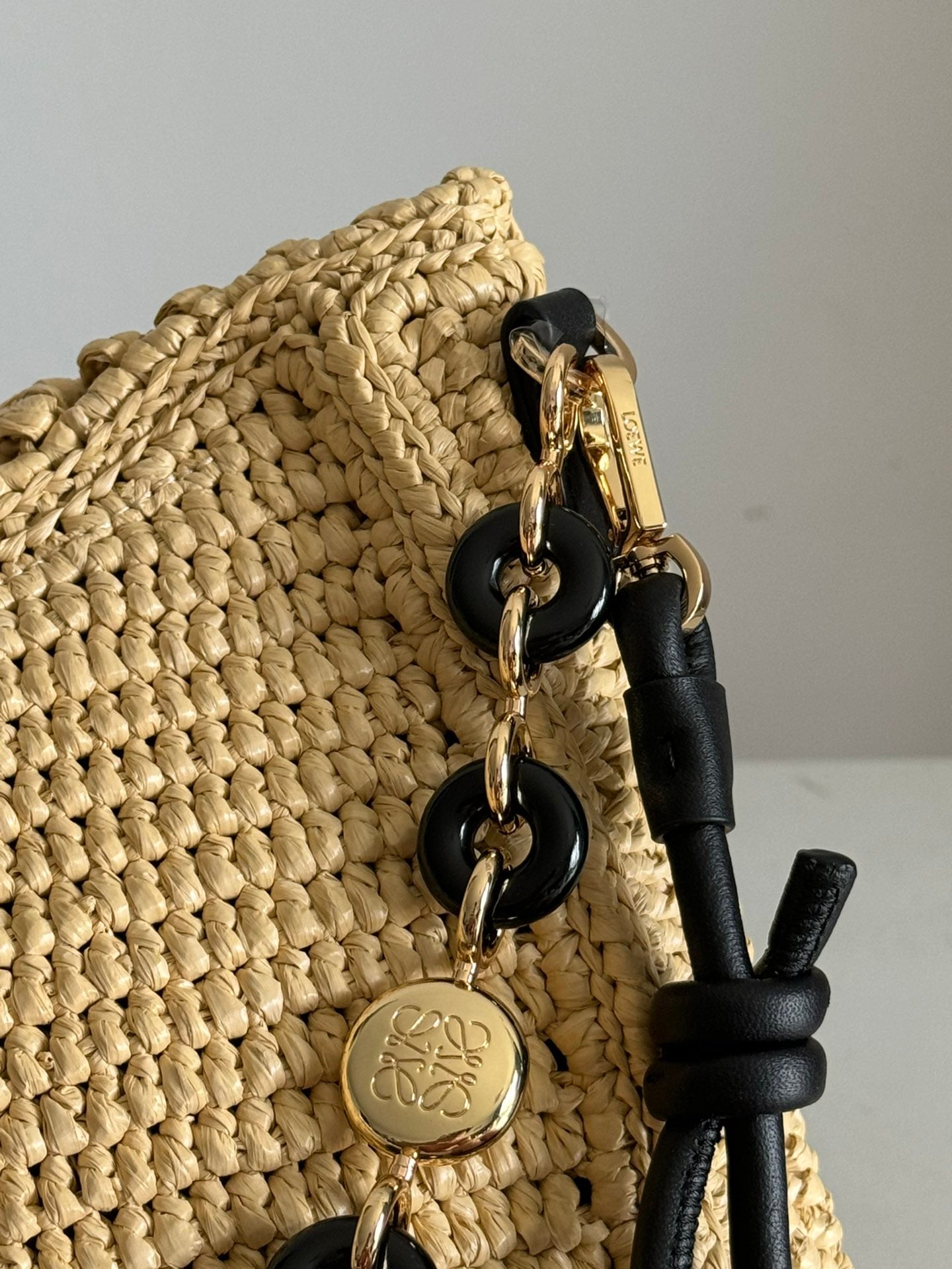 LOE Ola Bag 26 Yellow in Raffia and Calfskin 274681