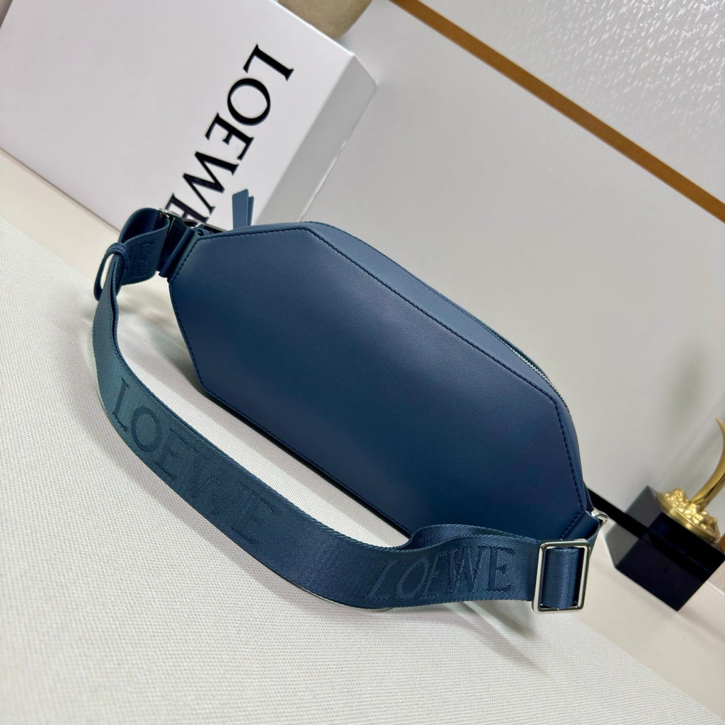 Loewe Classic 32cm Waist Bag Blue Calfskin Leather 274664
