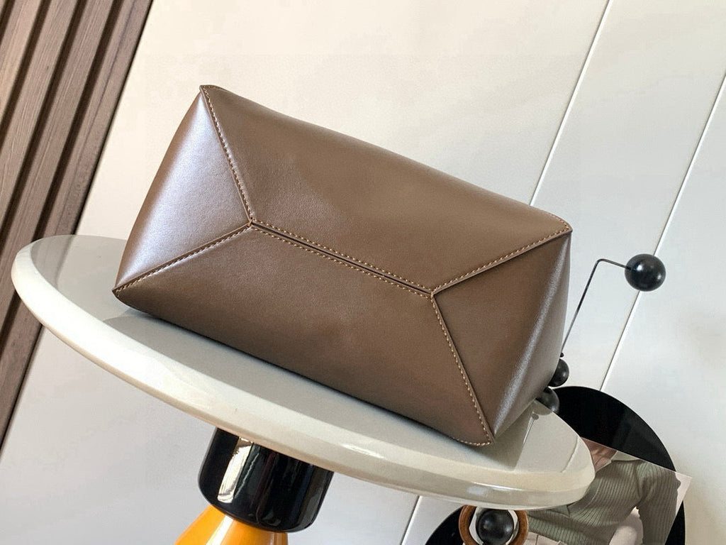 LOE 31 Medium Puzzle Fold Tote In Amber Hunter Green Glossy Cowhide 274319