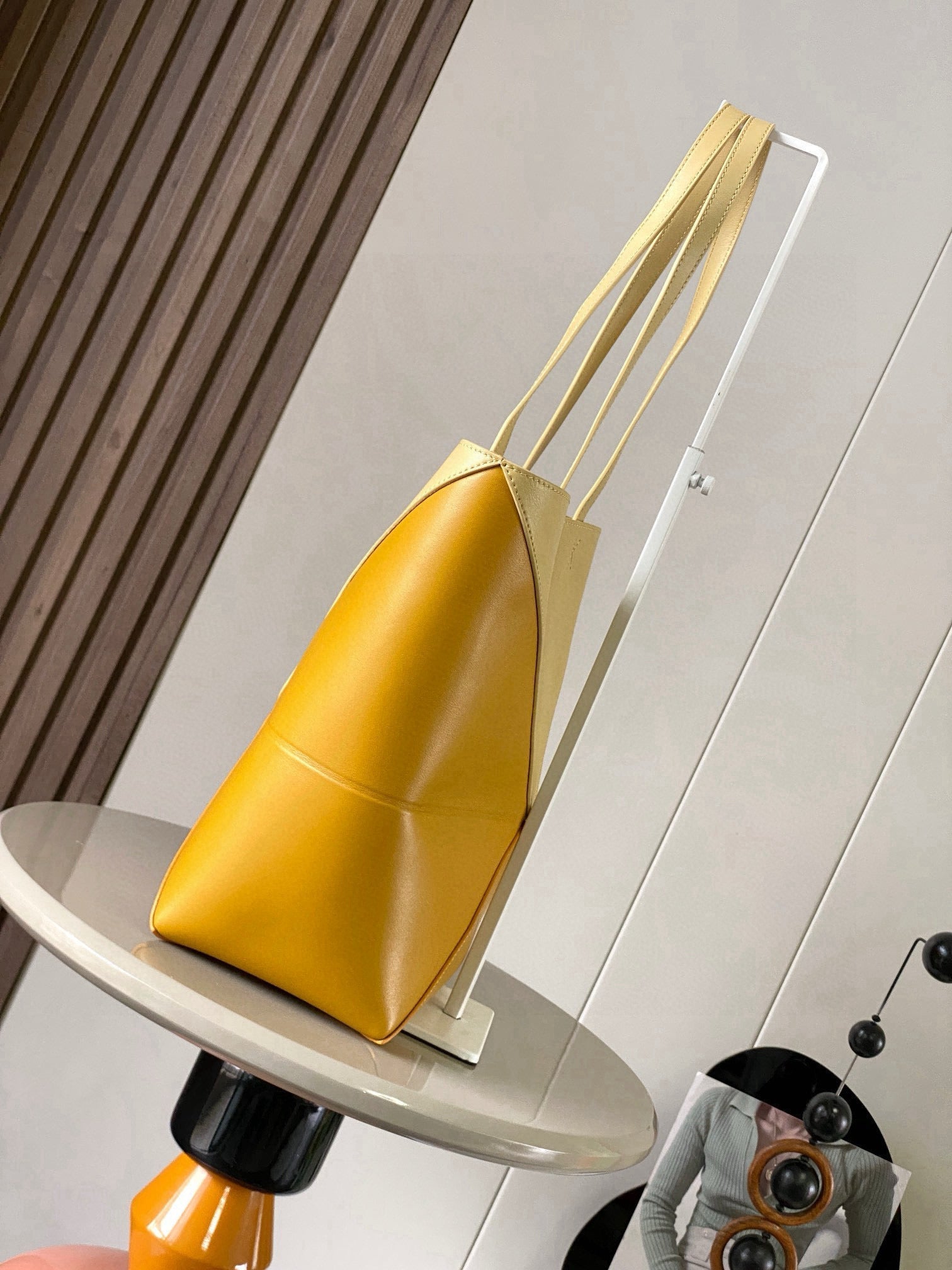 LOE 31 Medium Puzzle Fold Tote In Sunflower Butter Glossy Cowhide 274313