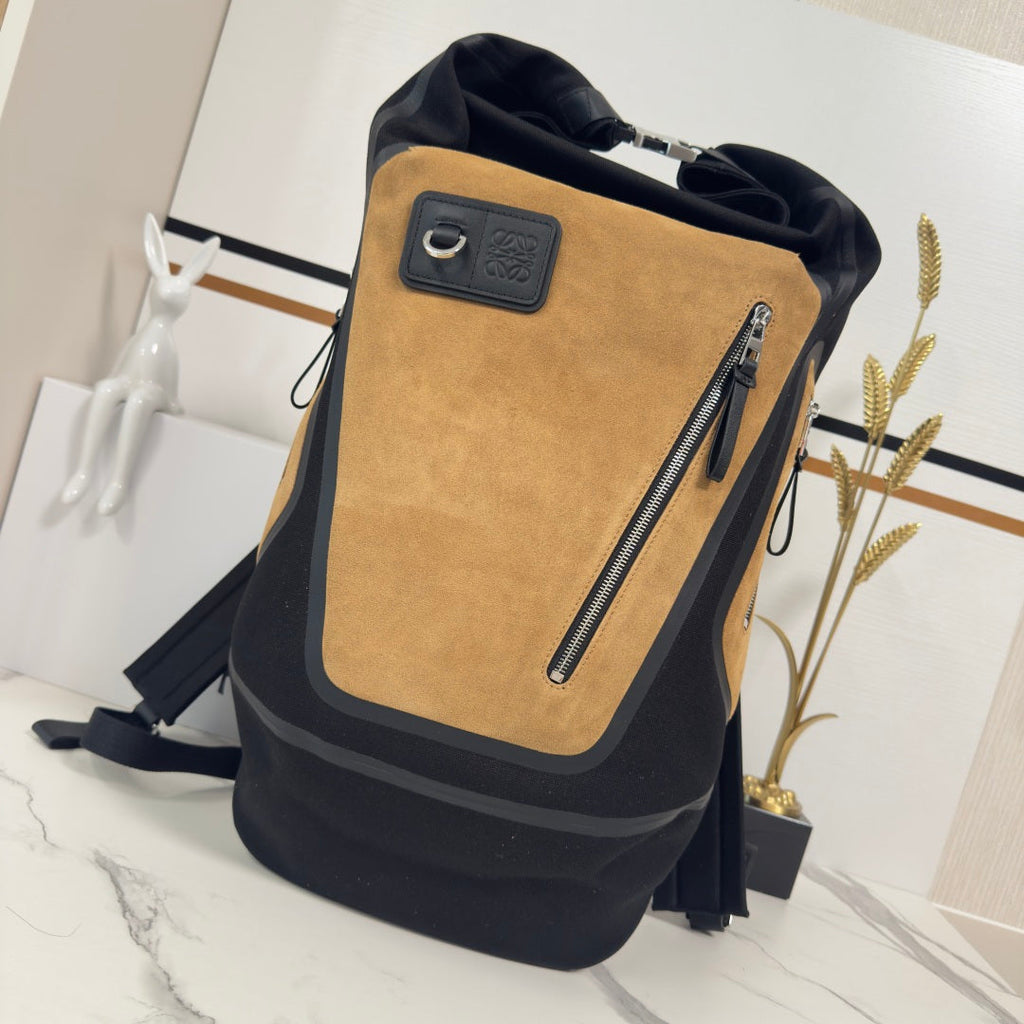 Loewe Flex Canvas Backpack 41 in Black mix Brown Suede 274289